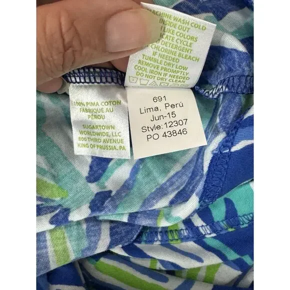 Lilly Pulitzer Blue Crush Bamboo Palmetto Top XXS Shirt Preppy Beach NWOT - Picture 10 of 11